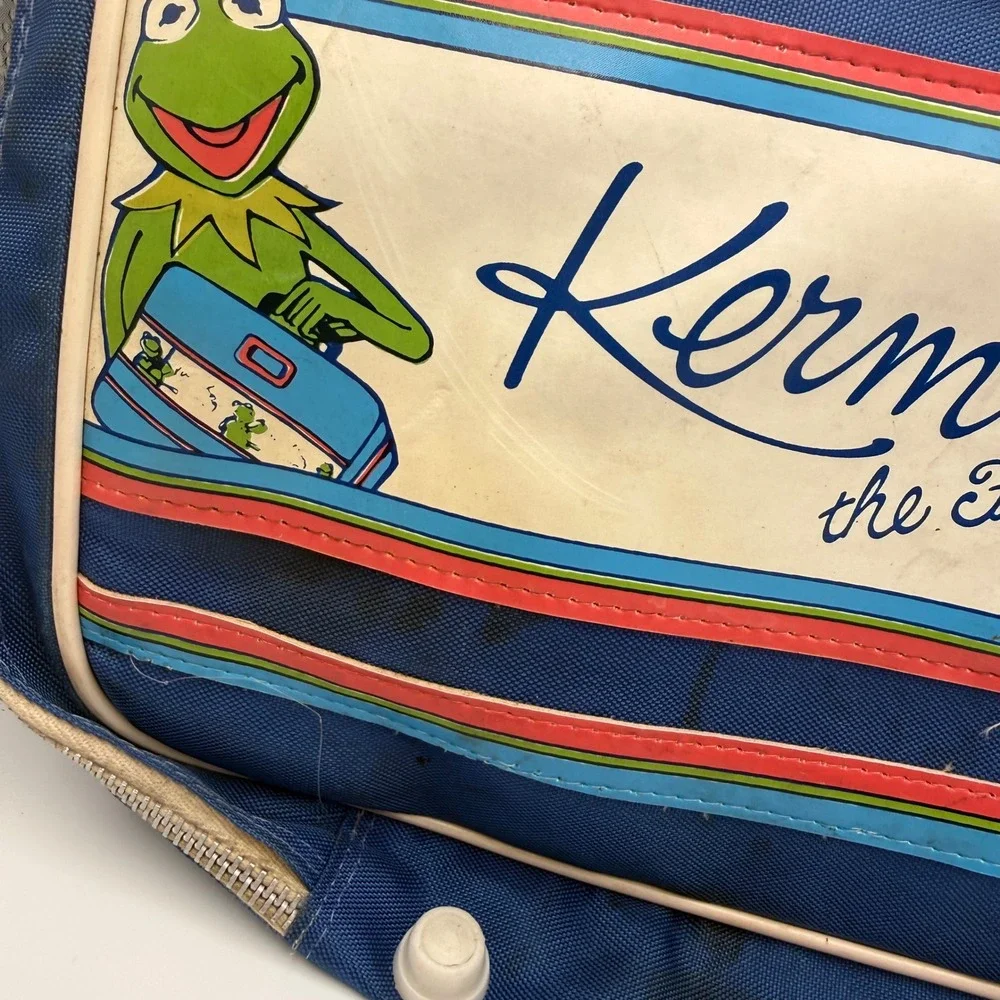 Vintage 1979 Kermit the Frog Blue Canvas Suitcase Butterfly Originals Muppets